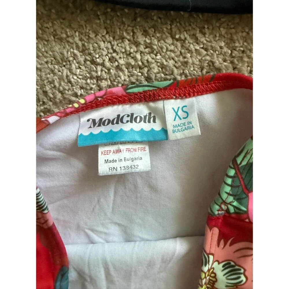Modcloth Red Floral High-Waist Bikini Set Size XS